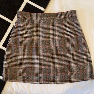 Tan Plaid Mini Skirt